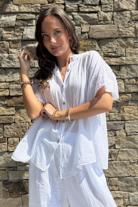 Asher Cap Sleeve Blouse White